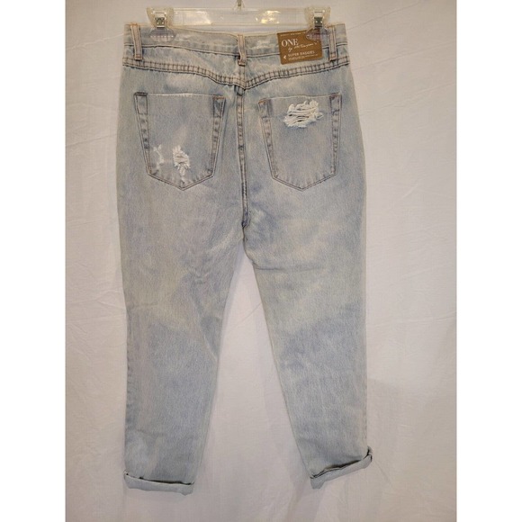 One Teaspoon Super Baggies Low Waist Tapered Leg Light Wash Distressed Size 26 - Picture 3 of 6